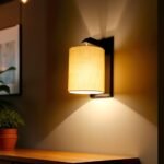 DSTORE Modern Wall Sconce Light with Fabric Shade – Warm Ambient Wall Lamp for Bedroom & Living Room Décor