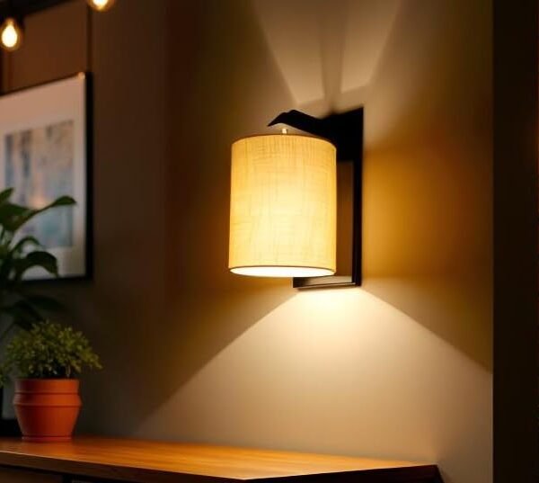 DSTORE Modern Wall Sconce Light with Fabric Shade – Warm Ambient Wall Lamp for Bedroom & Living Room Décor
