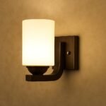 DSTORE Wooden Wall Sconce Light with Frosted Glass Shade – Warm Ambient Bedroom & Living Room Wall Lamp