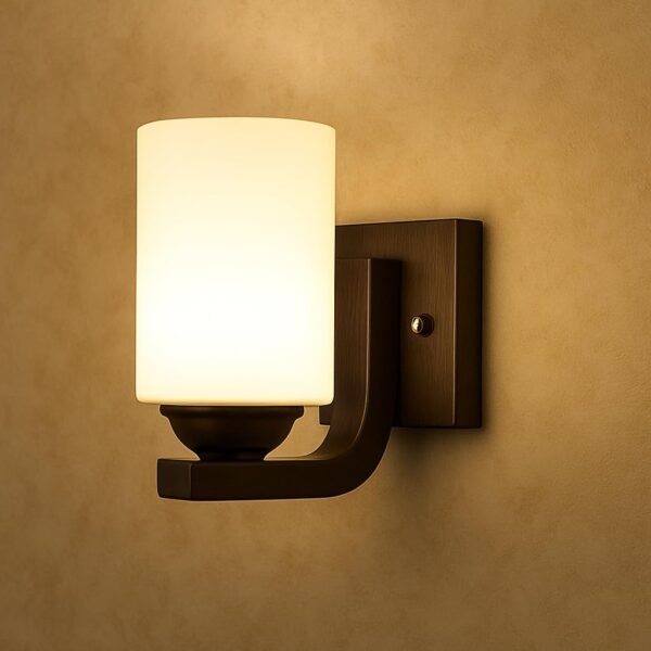 DSTORE Wooden Wall Sconce Light with Frosted Glass Shade – Warm Ambient Bedroom & Living Room Wall Lamp