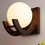 DSTORE Wooden Globe Wall Light – Modern Warm Ambient Sconce for Bedroom & Living Room Décor