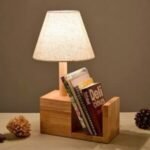 DSTORE Floral Shade Wooden Bedside Lamp – Warm Decorative Table Light for Bedroom & Living Room
